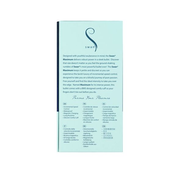 Вибропуля Swan Maximum + Comfy Cuff Blue, супермощная, разная интенсивность, силиконовая манжета | Зображення 9