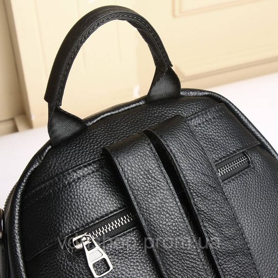 Стильна жіноча сумка міська на плечі 35х27х14, рюкзак з натуральної шкіри, чорний | Зображення 6