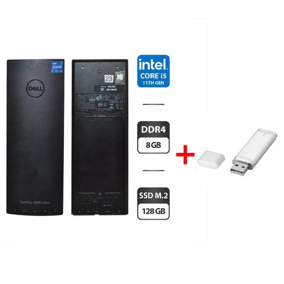 Неттоп Dell OptiPlex 3090 Ultra USFF / Intel Core i5-1145G7 (4 (8) ядра по 4.4 GHz) / 8 GB DDR4 / 128 GB SSD M.2 / Intel Iris Xe Graphics / Wi-Fi / Bluetooth / Windows 11 Pro б/у + Подарок Флеш память USB 32 GB