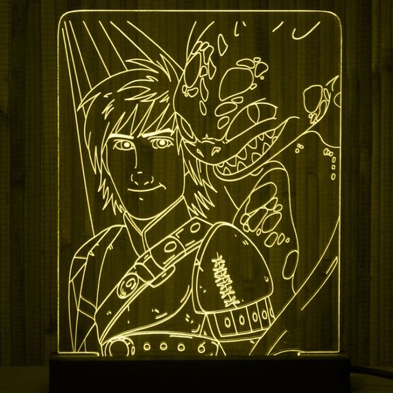 Акриловый светильник-ночник Приручить Дракона желтый tty-n000119