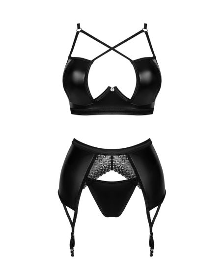 Комплект з поясом для панчох Obsessive Norides garter belt set Чорний XS/S | Зображення 4