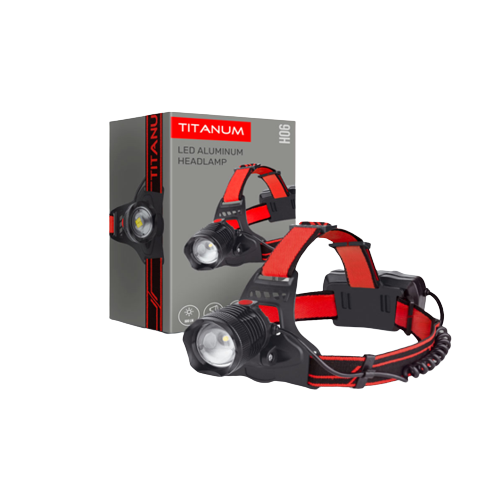 Ліхтарик LED налобний 800Lm 6500К 18650 чорний TLF-H06 Titanum