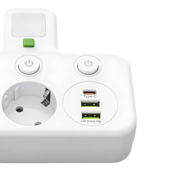 Сетевой фильтр 5 розеток + USB/адаптер на 5 розеток + USB с индивидуальными кнопками и LED-подсветкой | Зображення 5