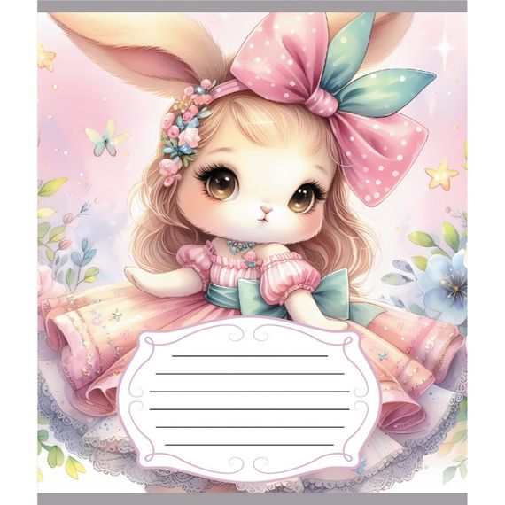 Зошит учнівський "Зайка" 012-590522C-5 в косу лінію, 12 аркушів