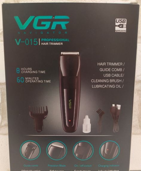 Професійна машинка для стрижки VGR V-015 на акумуляторі з USB зарядкою | Зображення 1