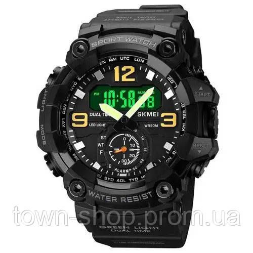 Часы наручные мужские SKMEI 1965BK BLACK, армейские часы противоударные. Цвет: черный | Зображення 1