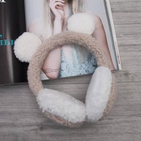 Навушники теплі з вушками Тедді Бежевий One Size (406)