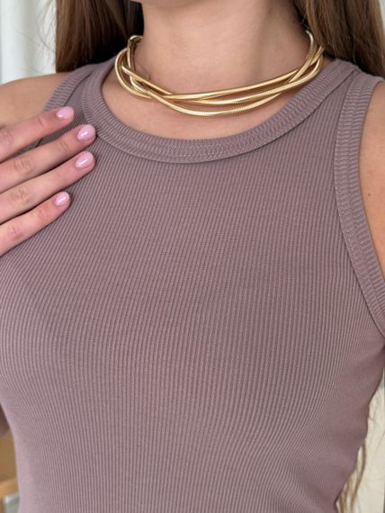 Жіноча сукня-майка в рубчик бежева  700001522 розмір 4XL/5XL | Зображення 4