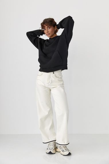 Утеплене худі з написом на спині - чорний цвет, M (є розміри) | Зображення 2