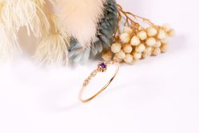 Кольцо из красного золота с аметистом 21.5