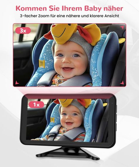 Автомобільна відеоняня LUCKVIEW, монітор 5.2” з камерою заднього виду для малюків в авто Full HD, нічне бачення | Зображення 4