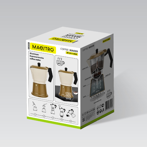 Кавоварка гейзерна 300мл алюмінієва бежевий MR-1657-6-BEIGE Espresso Moka Maestro | Зображення 1