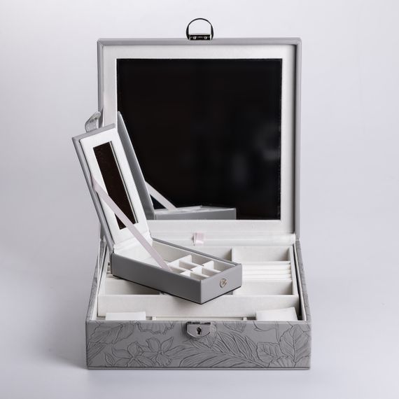 Шкатулка для украшений из эко кожи 2 яруса с замком органайзер для ювелирных изделий | Зображення 2