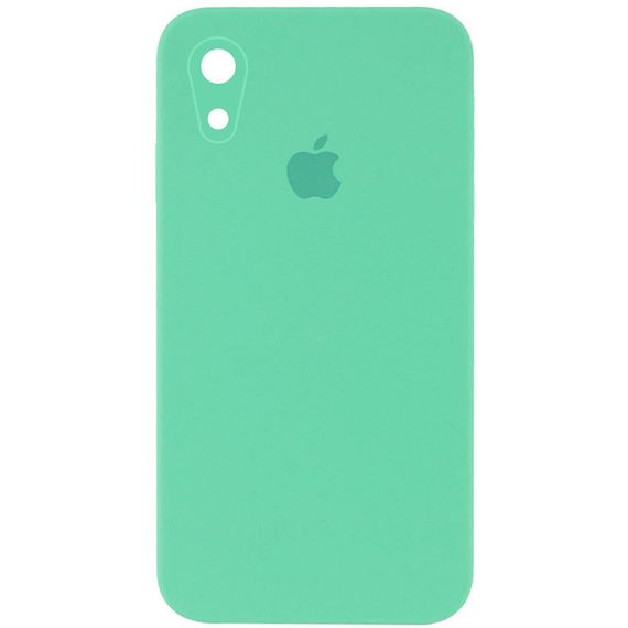 Чехол Silicone Case Square Full Camera Protective (AA) для Apple iPhone XR (6.1") Чорний / Black Зелений/Spearmint