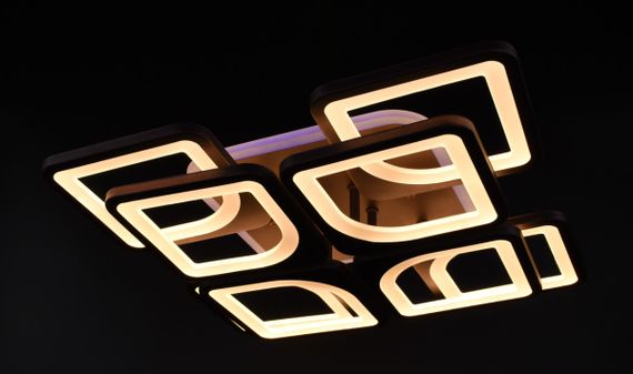 Люстра світлодіодна стельова LED світильник для квартири на стелю лед з пультом 26114 Коричневий 11х43х43 см. | Зображення 9