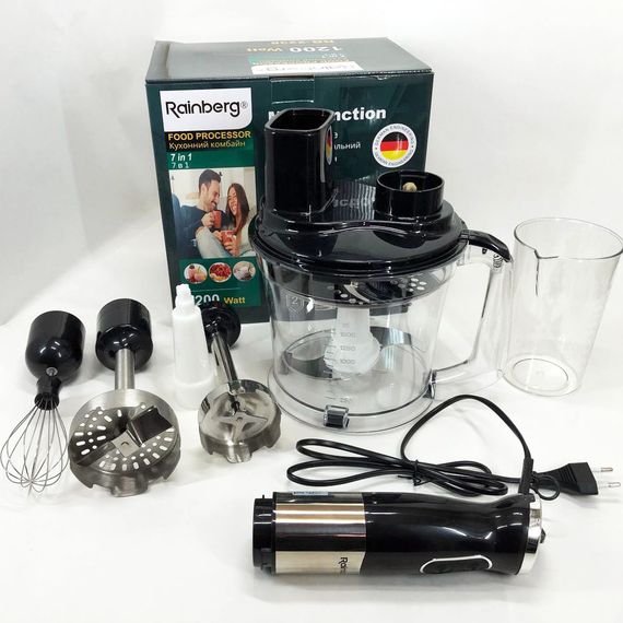 Багатофункціональний занурювальний мульти блендер 4в1 Rainberg RB-2238 подрібнювач 1200 Вт, потужний