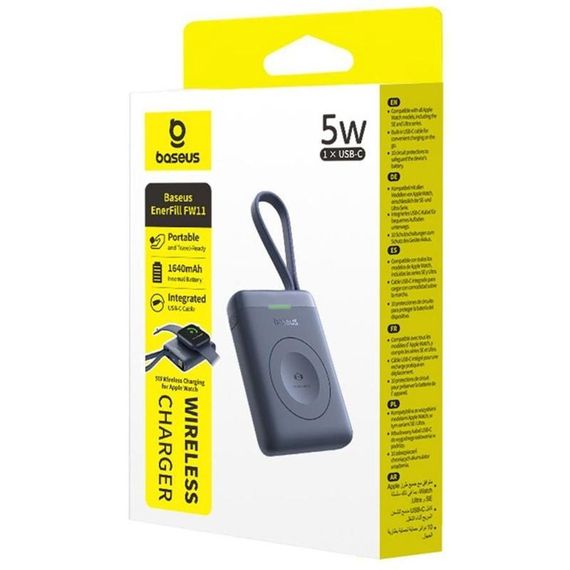 Портативний ЗП Power Bank Baseus EnerFill FW11 for Apple Watch 5W 1640 mAh (E02053) Midnight | Зображення 3