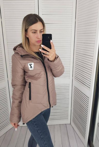 Жіноча демісезонна куртка з емблемою, арт.210/7, кава | Зображення 1