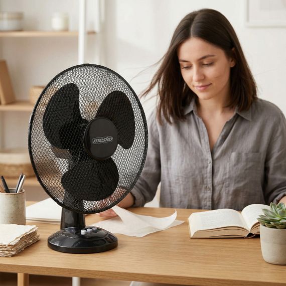 Вентилятор настільний Mesko MS 7308, 23 см, 45 Вт, 2 швидкості, з поворотом і нахилом, чорний | Зображення 7