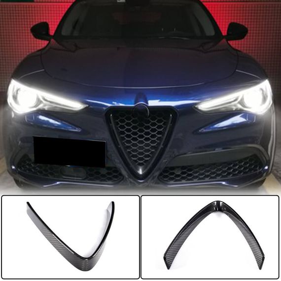 Накладка на решетку радиатора (2017-2023, Сухой карбон) для Alfa Romeo Stelvio 2016- гг