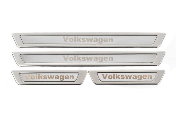 Универсальные накладки на пороги Volkswagen V-1 (4 шт., нержавейка) для Volkswagen | Зображення 1