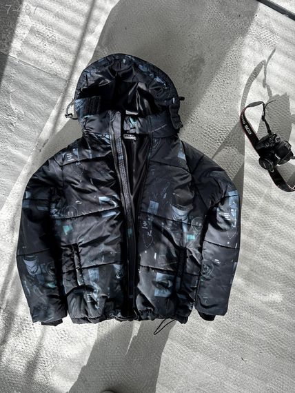 Куртка зимова зі знімним капюшоном - сіра - 7-487