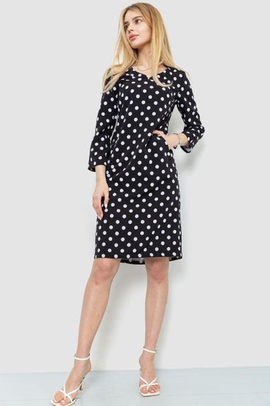 Платье свободного кроя в горох  цвет черный 230R17 | Зображення 1