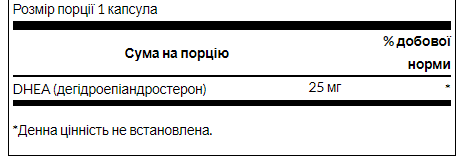 DHEA 25 mg - 30 caps | Зображення 1