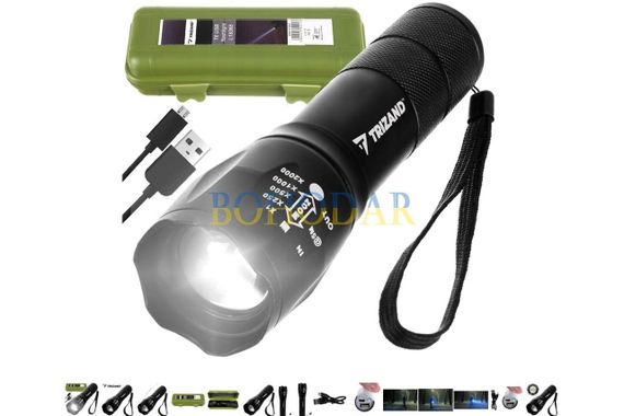 Фонарик (фонарь) ручной TRIZAND L18368 + POWERBANK CREE T6 Micro-USB 5100 mAh Польша! | Зображення 9