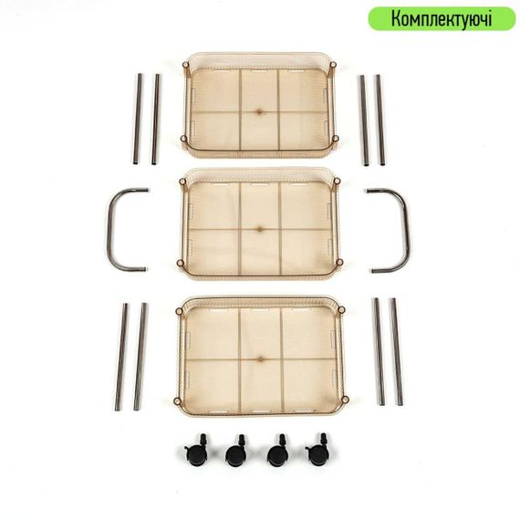 Етажерка мобільна триярусна універсальна з акрилу та металу 40х28,5х70с Бежева SW-00002111 | Зображення 5