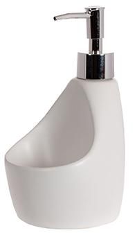 Диспенсер для моющего средства Bejio White 350ml с подставкой для губки белый