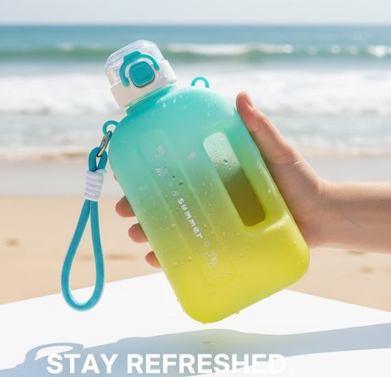 Спортивна пляшка SUMMER (750 мл) — Еко-пластик BPA-free, Жовто-блакитний градієнт | Зображення 7