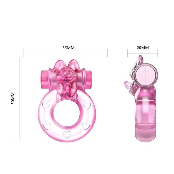 Кільце ерекційне з вібрацією Baile bunny, рожеве, 1.5 см Sex Aura | Зображення 3