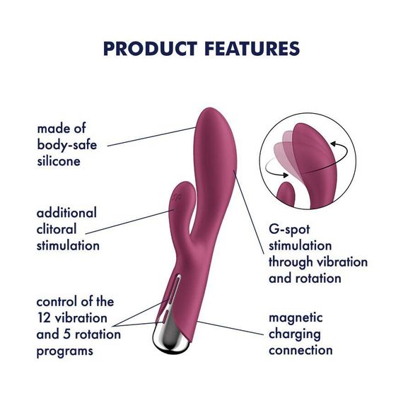 Вібратор-кролик з ротацією Satisfyer Spinning Rabbit 1 Red, 3 мотори Sex Aura | Зображення 6