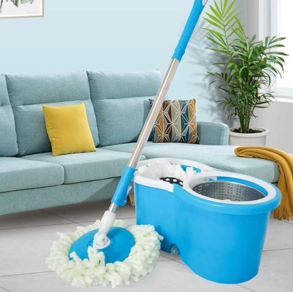 Швабра з турбо віджимом та відром 360°, Швабра з круглою насадкою SmartUS Spin MOP знижка