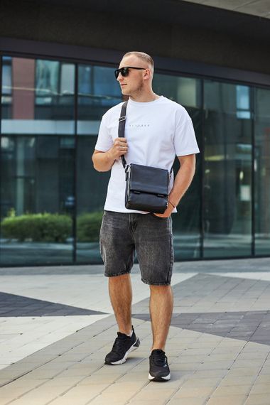 Шкіряна чоловіча сумка-месенджер з натуральної шкіри чорна Tiding Bag 6197 | Зображення 6