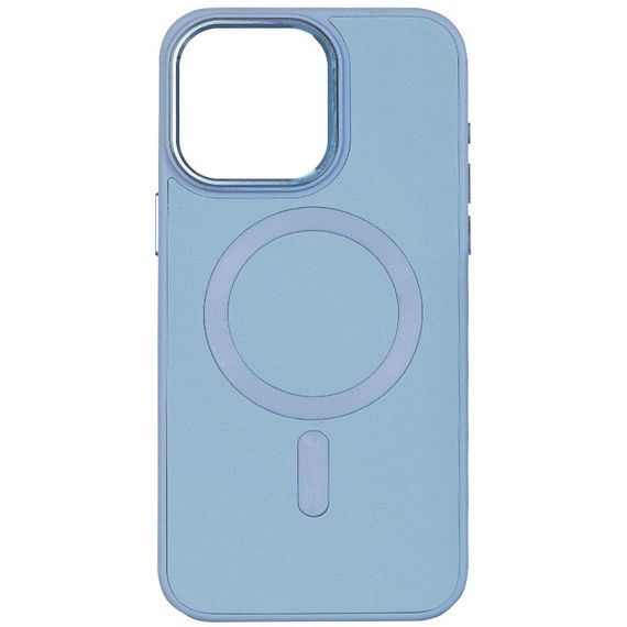 Шкіряний чохол Bonbon Leather Metal Style with MagSafe для Apple iPhone 15 (6.1") Блакитний / Mist blue