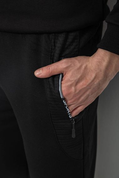 Спортивные штаны мужские на флисе, цвет черный, 244R6120 | Зображення 4