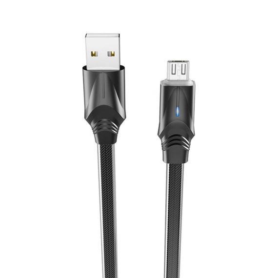 Кабель BOROFONE BU12 USB to Micro, 2.4A, 1.2m, silicone, zinc connectors, light indicator, Black | Зображення 1