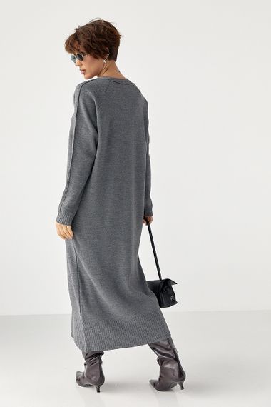 Трикотажна довга сукня вільного фасону - сірий цвет, ONE SIZE (є розміри) | Зображення 1