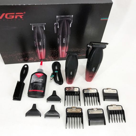 Професійний набір для стрижки волосся VGR V-640 акумуляторний Barber Combo PREMIUM. Колір: червоний | Зображення 3