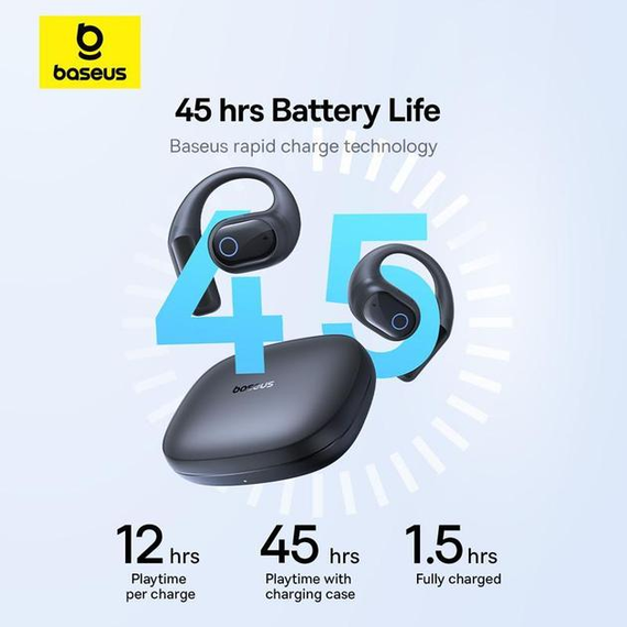 Навушники Baseus Eli 10i Fit Open-Ear TWS спортивні амбушюри для бігу, тренажерного залу та їзди на велосипеді – чорні | Зображення 4