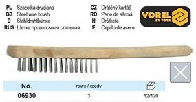 Щетка ручная Польша стальная проволока 3 ряда VOREL-06930