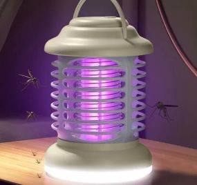 Лампа-ліхтар кемпінгова антимоскітна з акумулятором 1200 мАч і зарядним кабелем світлодіодним освітленням проти комарів