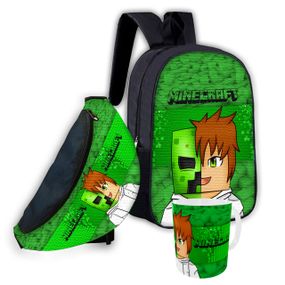 Набор детский Майнкрафт Крипер"Minecraft" рюкзак 36х27см сумка-бананка,кружка с принтом для мальчика (01663)