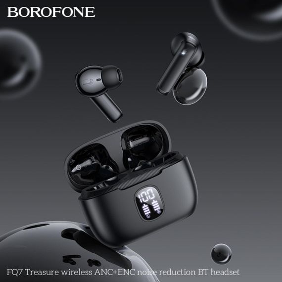 Бездротові навушники BOROFONE FQ7 Treasure wireless ANC+ENC noise reduction BT headset Black | Зображення 4