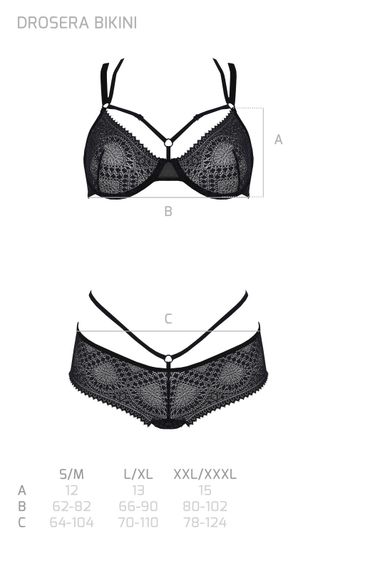 Комплект Passion DROSERA BIKINI black, S/M, бюстгальтер і трусики-кюлоти | Зображення 4