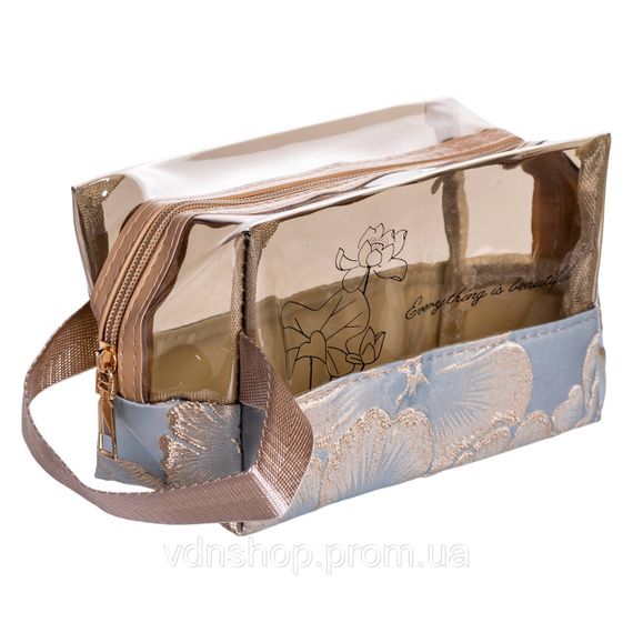 Набір прозорих жіночих косметичок для дому 2 (шт) дорожня косметичка в сумку для косметики, макіяжу, ліків, пензлів Блакитний | Зображення 2