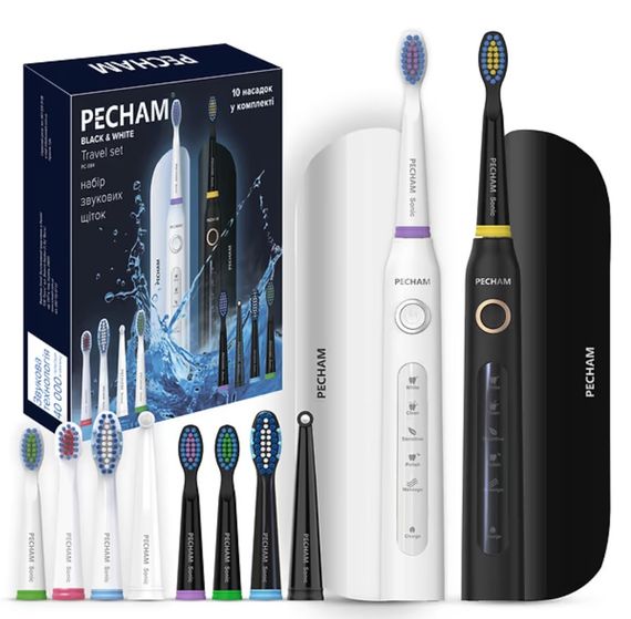 Набір електричних зубних щіток Pecham Black and White Travel Set PC-084 | Зображення 5