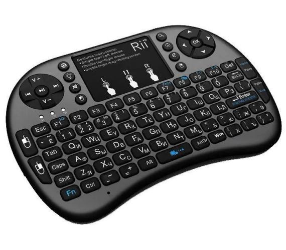 Беспроводная мини клавиатура, русская с тачпадом и подсветкой UKC i8 2.4G для Smart TV, клавиатура пульт | Зображення 1